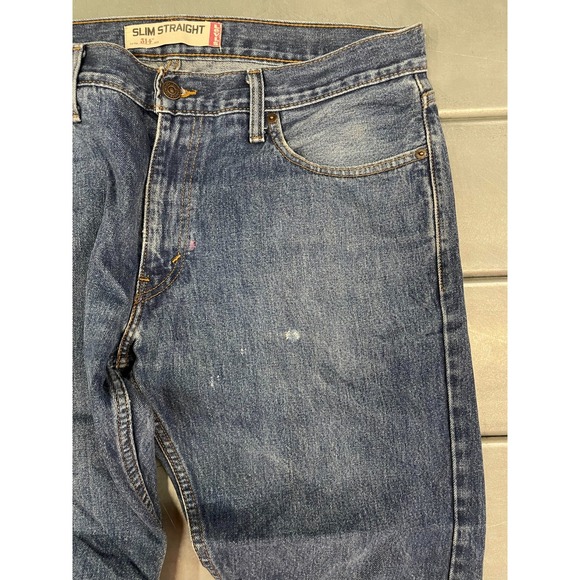 Levis 514 Jeans Mens 36X30 Blue Medium Wash Denim Slim Straight 100% Cotton - Picture 4 of 16